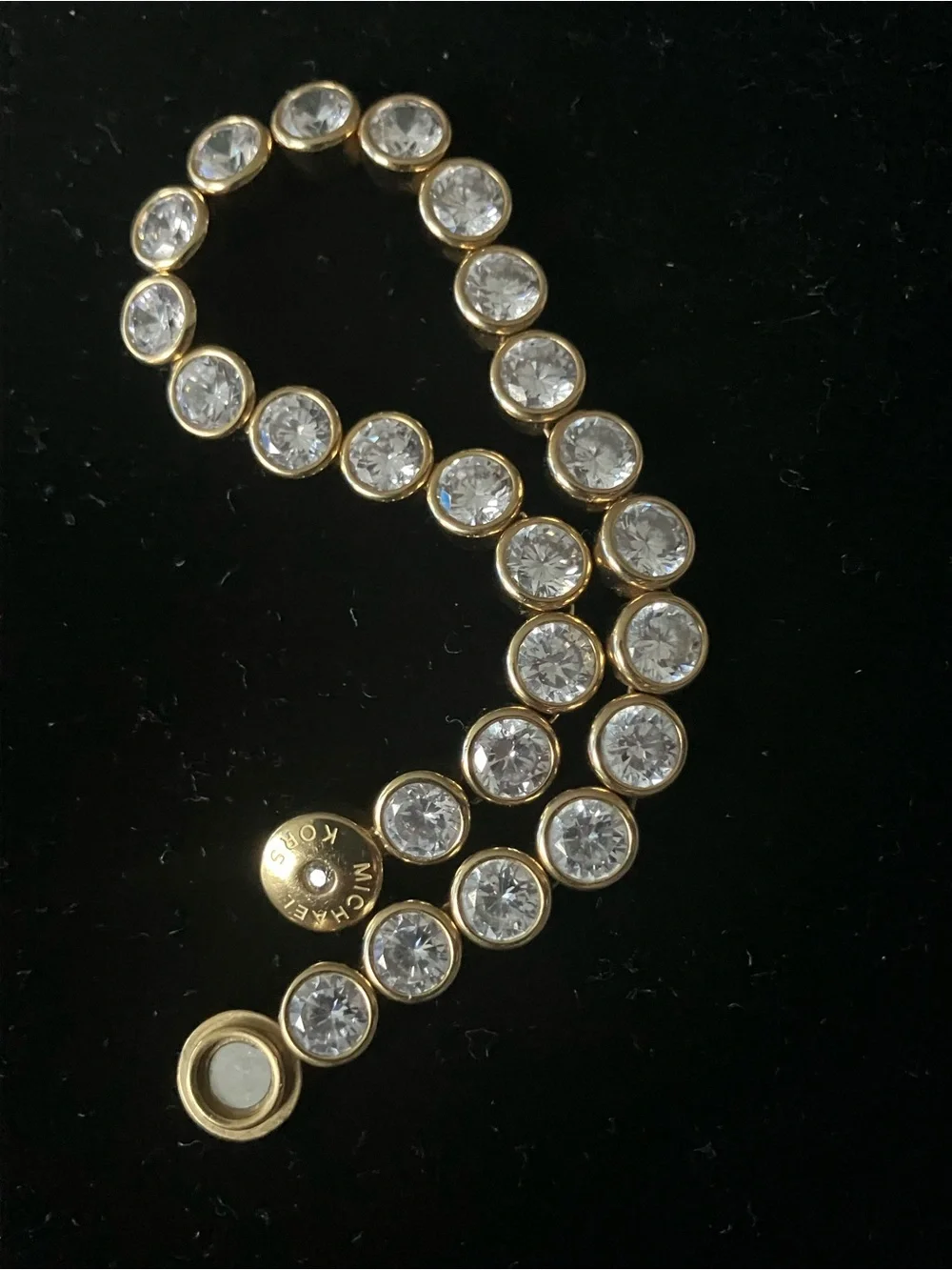Michael Kors Gold-Tone Park Avenue Clear Crystal Bezel Bracelet
